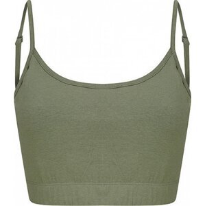 SF Women Dámské udržitelné fashion crop top tílko s dvojitou přední vrstvou Barva: Khaki, Velikost: XL SF230