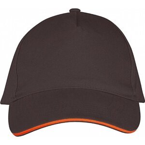 Sol's 5 panelová baseballová kšiltovka Long Beach s kovovou přezkou Barva: šedá tmavá - oranžová LC00594
