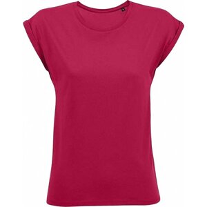 Sol's Módní lehké dámské tričko Melba s ohrnutými rukávky Barva: tmavá růžová, Velikost: M L01406
