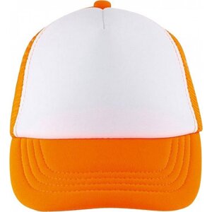 Sol's Dětská 5 panelová kšiltovka s pěnovým předním dílem i kšiltem Barva: bílá - oranžová neonová LC03091