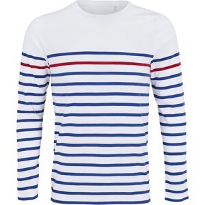 Sol's Dámské pruhované tričko Matelot s dlouhými rukávy certifikace Vegan Barva: modrá - bílá - červená, Velikost: L L03100