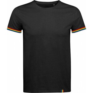 Sol's Pánské tričko Rainbow s kontrastními lemy na rukávech Barva: černá - barevná, Velikost: 3XL L03108
