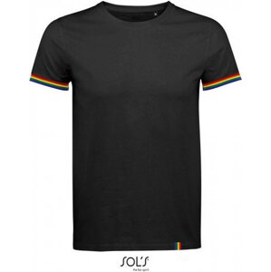 Sol's Pánské tričko Rainbow s kontrastními lemy na rukávech Barva: černá - barevná, Velikost: M L03108