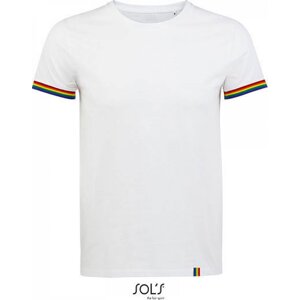 Sol's Pánské tričko Rainbow s kontrastními lemy na rukávech Barva: bílá - barevná, Velikost: 4XL L03108