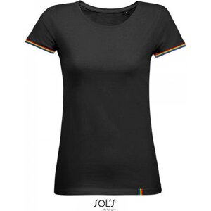 Sol's Dámské tričko Rainbow s kontrastními lemy na rukávcích Barva: černá - barevná, Velikost: 3XL L03109