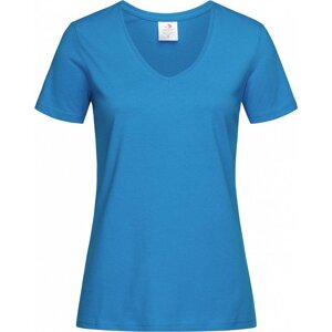 Stedman® Vegan dámské tričko s výstřihem do véčka 155 g/m Barva: modrá azurová, Velikost: L