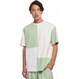 Urban Classics Patchworkové teplé pánské triko v oversize střihu 240 g/m Barva: zelená - bílá, Velikost: S