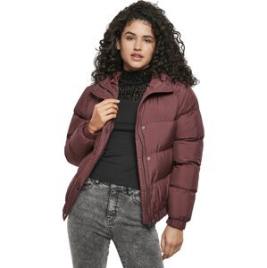 Krátká dámská zimní bunda Puffer Urban Classics Barva: třešňová, Velikost: L