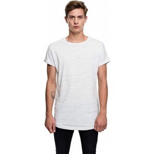 Prodloužené strakaté triko Urban Classics s ohrnutými rukávy Barva: bílá - černá, Velikost: S