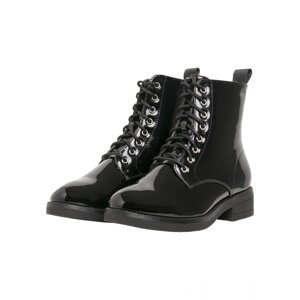 Urban Classics Vysoké dámské lesklé šněrovací boty Barva: Černá, Velikost: 38