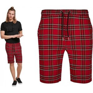 Lehké kostkované šortky z tartanu Urban Classics Barva: Červená - černá, Velikost: M