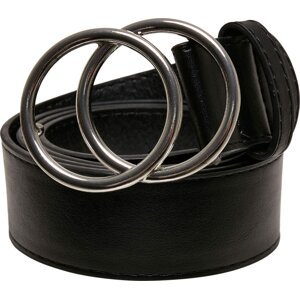 Urban Classics Koženkový pásek s robustní kruhovou přezkou Barva: černá - stříbrná, Velikost: XL