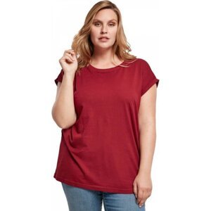 Dámské tričko z organické bavlny s volnými ohrnutými rukávky Urban Classics Barva: Červená vínová, Velikost: 3XL
