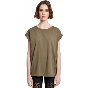 Dámské tričko z organické bavlny s volnými ohrnutými rukávky Urban Classics Barva: zelená olivová, Velikost: XS