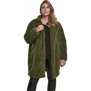 Ležérní dámský kožešinkový oversize kabátek Urban Classics Barva: zelená olivová, Velikost: 3XL