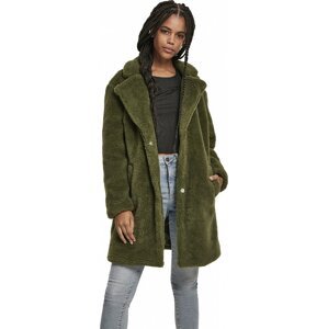 Ležérní dámský kožešinkový oversize kabátek Urban Classics Barva: zelená olivová, Velikost: L