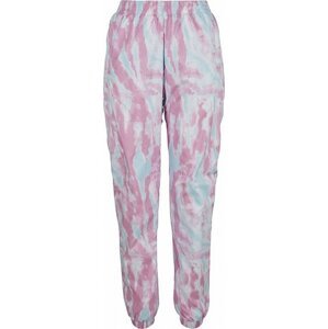 Urban Classics Dámské batikované trekingové kalhoty se síťovanou podšívkou Barva: bílá - růžová světlá, Velikost: XS