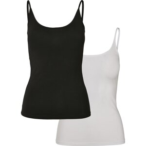 Urban Classics Základní dámský nátělník s úzkými ramínky, 2 kusy v balení Barva: černá + bílá, Velikost: XL