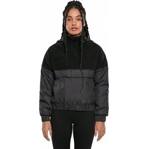 Urban Classics Dámská zimní bunda s kožíškem a kapsou na břiše Barva: černá - černá, Velikost: L