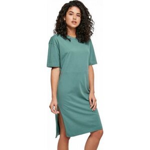 Oversize šaty Urban Classics s rozparkem z organické bavlny Barva: zelená světlá, Velikost: 5XL