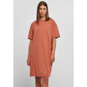 Oversize šaty Urban Classics s rozparkem z organické bavlny Barva: Terracotta, Velikost: 3XL