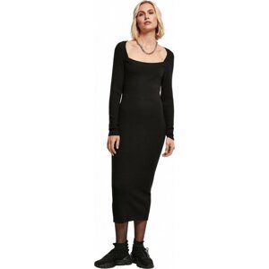 Dlouhé úpletové šaty Urban Classics s dlouhými rukávy Barva: Černá, Velikost: 4XL