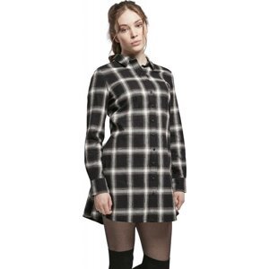 Kostkované bavlněné košilové šaty Urban Classics Barva: černá - bílá, Velikost: 5XL