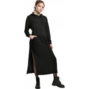 Dlouhé oversize šaty z modalu Urban Classics s rozparky a kapucí Barva: Černá, Velikost: 3XL