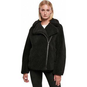 Urban Classics Dámská oversize bunda do pasu s kožíškem a se šikmým zipem Barva: Černá, Velikost: 3XL