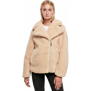 Urban Classics Dámská oversize bunda do pasu s kožíškem a se šikmým zipem Barva: béžová světlá, Velikost: XL