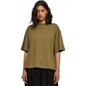 Urban Classics Oversize tričko s bočními rozparky a spadlými rameny, organická bavlna Barva: Olivová, Velikost: 5XL