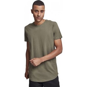 Prodloužené mírně zaoblené pánské triko Urban Classics 100% bavlna Barva: zelená olivová, Velikost: XL