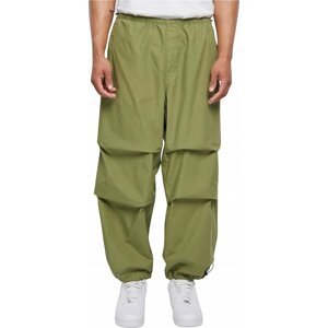 Urban Classics Široké pánské popelínové kalhoty Parachute Barva: Olivová, Velikost: L