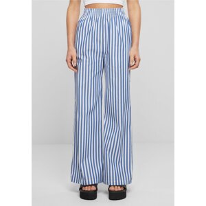 Urban Classics Lehké letní dámské proužkované kalhoty Barva: bílá - modrá, Velikost: L
