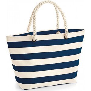 Westford Mill Plážová taška Nautical z organické bavlny 22 litrů Barva: přírodní - modrá námořní, Velikost: 36 x 35 x 18 cm WM680